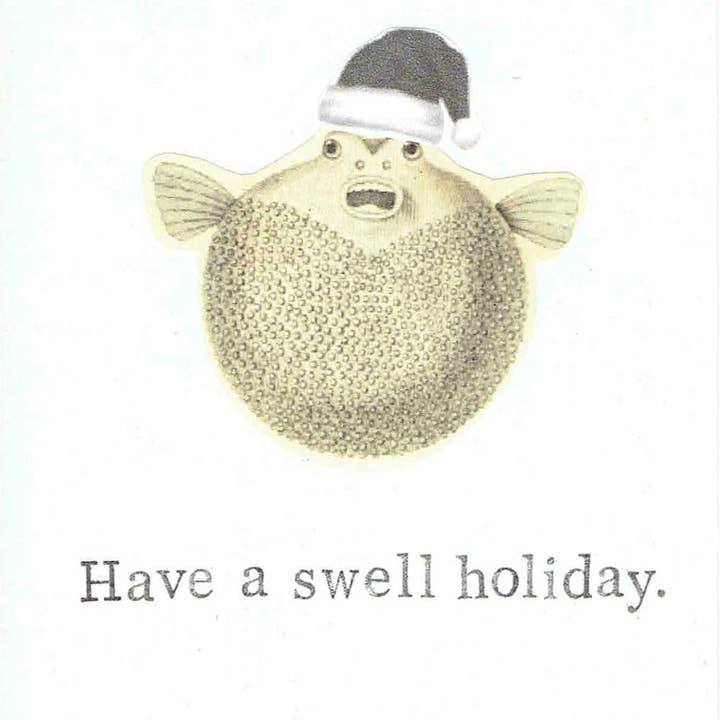 BlueSpecsStudio - Wholesale Christmas Card - Swell Holiday Pufferfish Christmas Card | Funny Holiday Card Fish Pun
