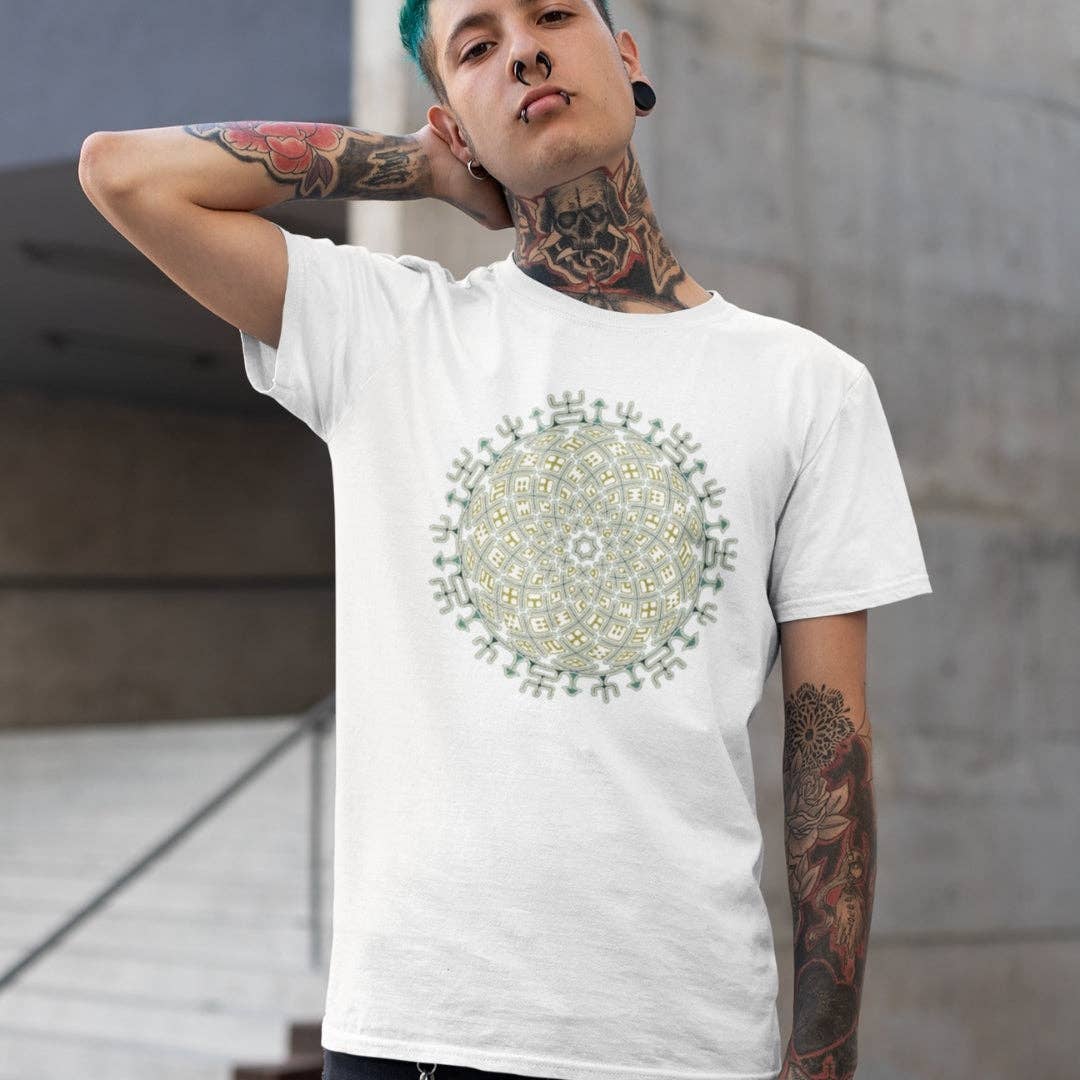symbolika - Wholesale Screen Printed T-Shirt - Men's - Vortex Cross Men T-Shirt - White - Made to order0