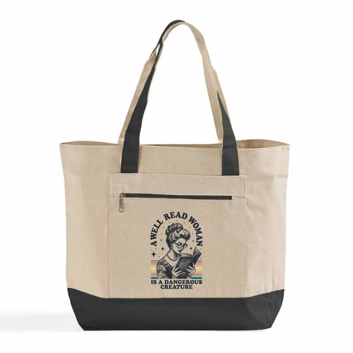 A Well-Read Woman | Canvas Tote for wholesale by Fuzzy Loon Designs