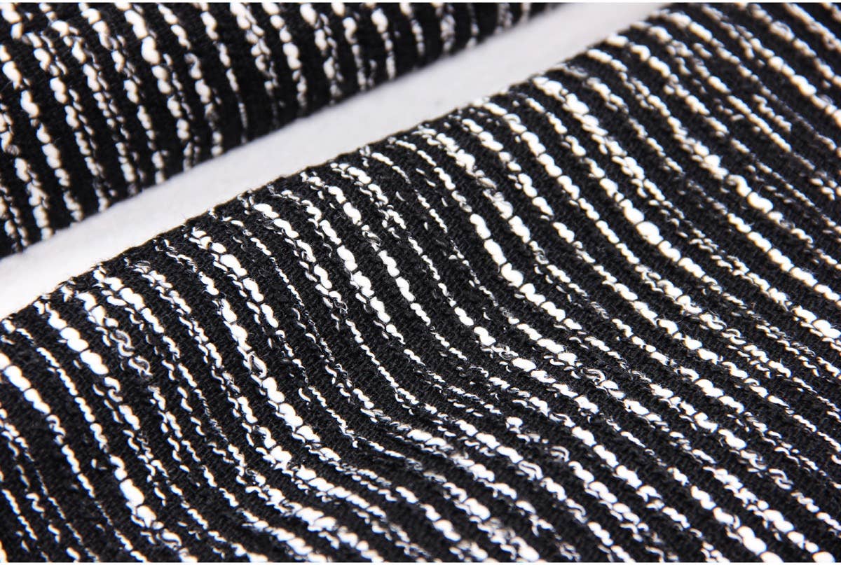 Black DR062 Women Shiny Detail Tweed Fringed Dress for wholesale on Faire5