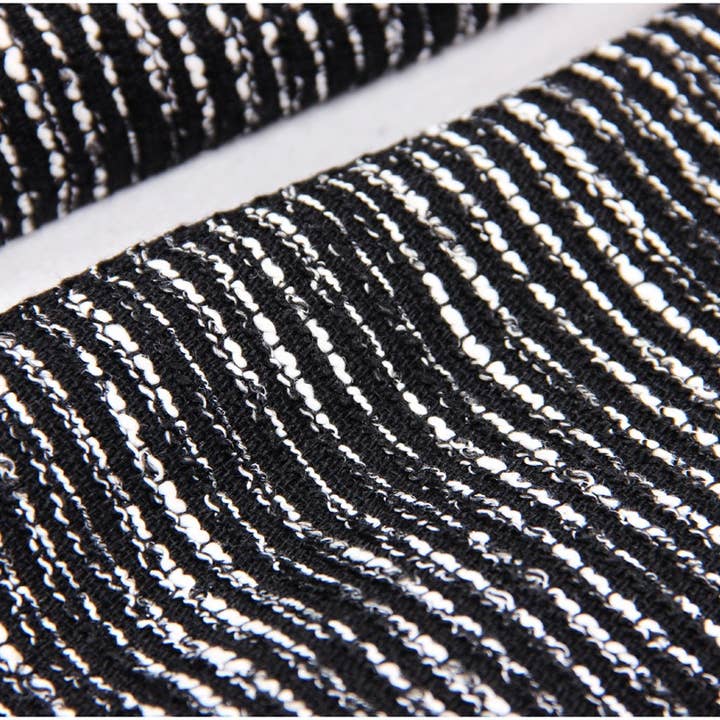 Black DR062 Women Shiny Detail Tweed Fringed Dress for wholesale on Faire5