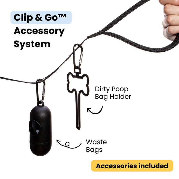 StitchLeash - Wholesale Pet Leash - Dog - StitchLeash® Bryce Clip & Go™ Flat Nylon Leash – Black | 6 ft | 24 per case1