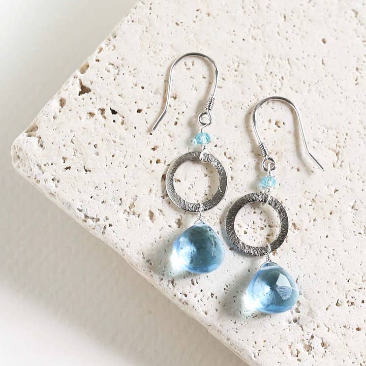 Brinco Airie de Quartzo Aquamarine e Prata por atacado de Parken Jewelry