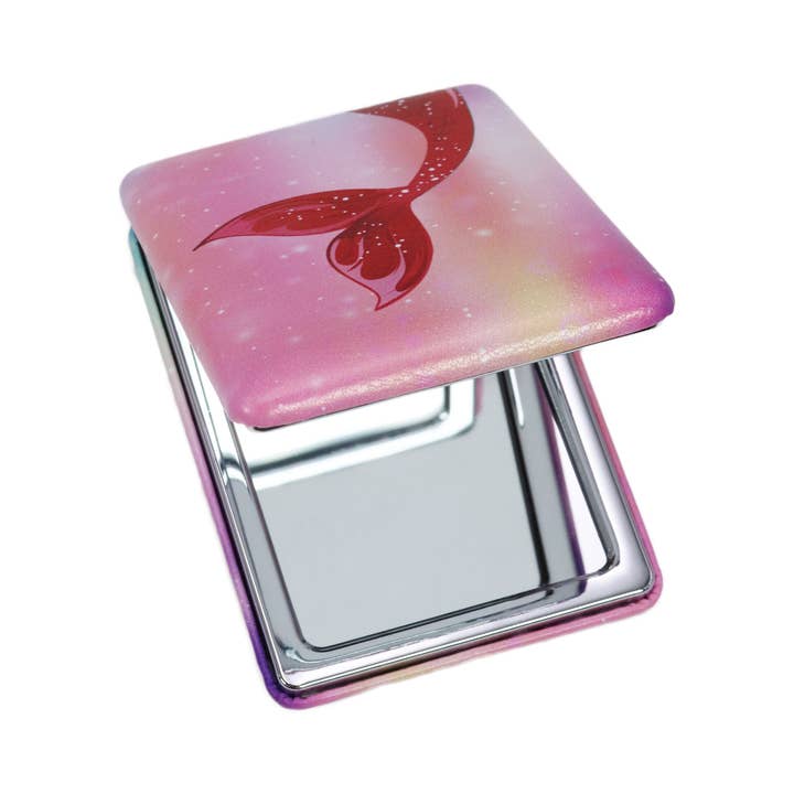 Cap Zone - Wholesale Compact Mirror - Mermaid Tail Matte Compact Cosmetic Mirror - 12 pcs