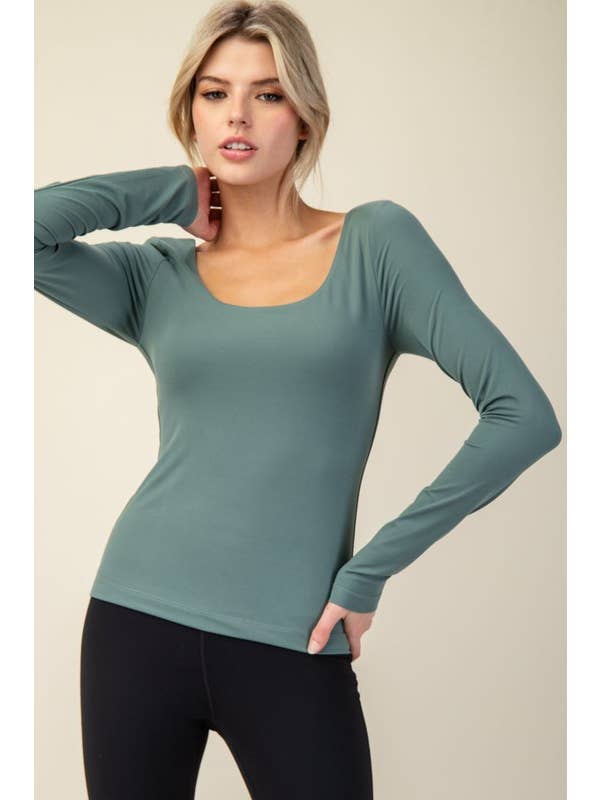 Sunday Morning - Wholesale Knit Top - Women's - T6799PL37 PLUS ROUND NECK LONG SLEEVE RECYCLED BUTTER TOP