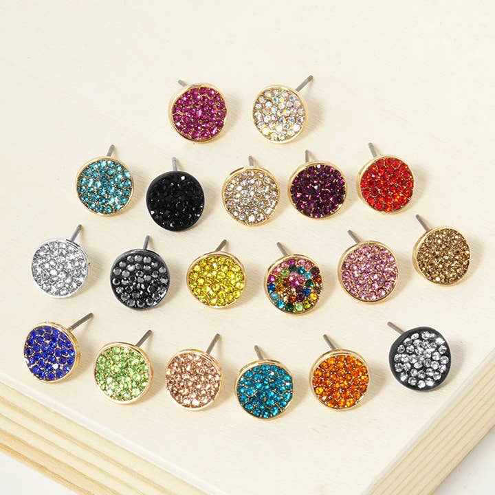 Crystal Pave Round Disc Stud Earrings
for wholesale by Sensibling Corp.