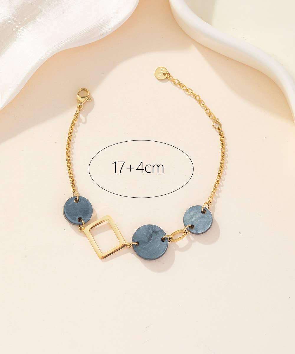 Blossom bijoux – Engroshandel Armbånd med led og kæde – 24BRA010 justerbart armbånd i rustfrit stål med guldbelægning3