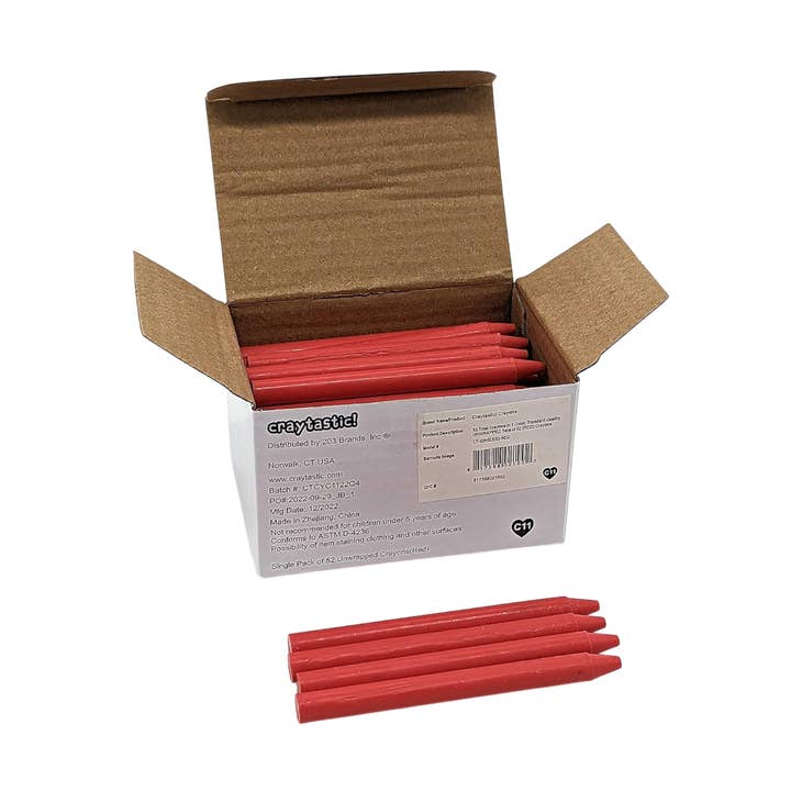 Craytastic! 52 Count Red Bulk Unwrapped Crayons for wholesale by 203 Brands