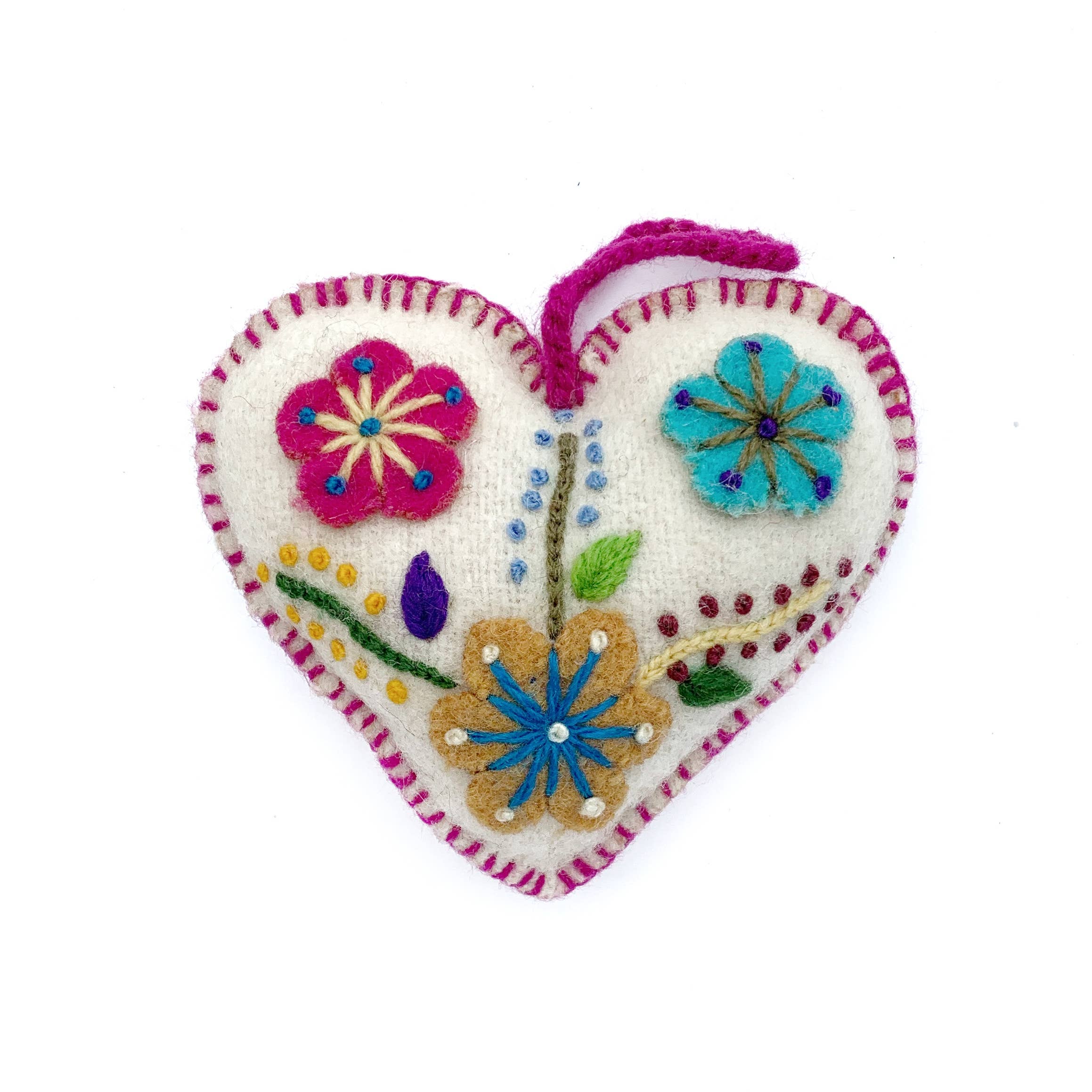 Ornaments 4 Orphans - Vente Lots de décorations - Lot de 12 décorations de Noël brodées en forme de cœurs blancs6