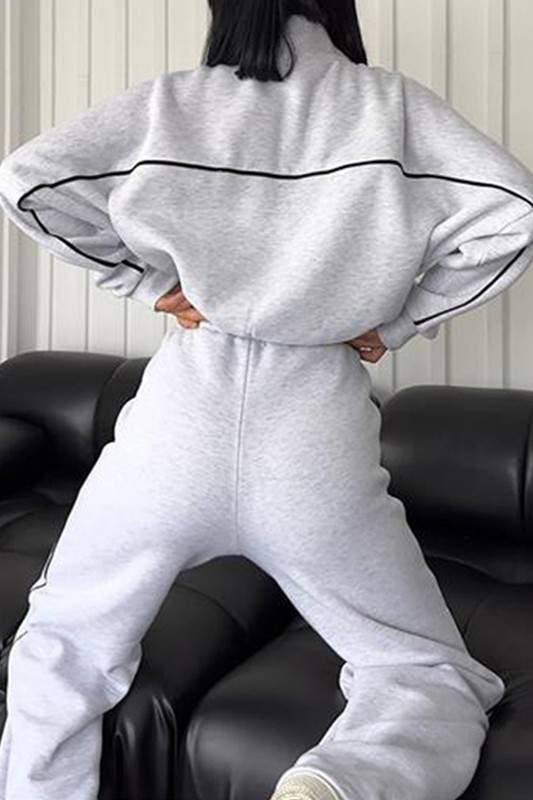 Fashion Combination – Engroshandel Top- og nederdelsæt - Dame – afslappet pasform træningsdragt med lynlås0