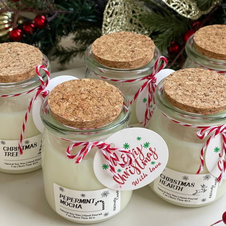 Akivodu Candles - Wholesale Jar/Filled Candle - Happy Christmas Candle in Glass Jar 7 oz Holiday Scents 3