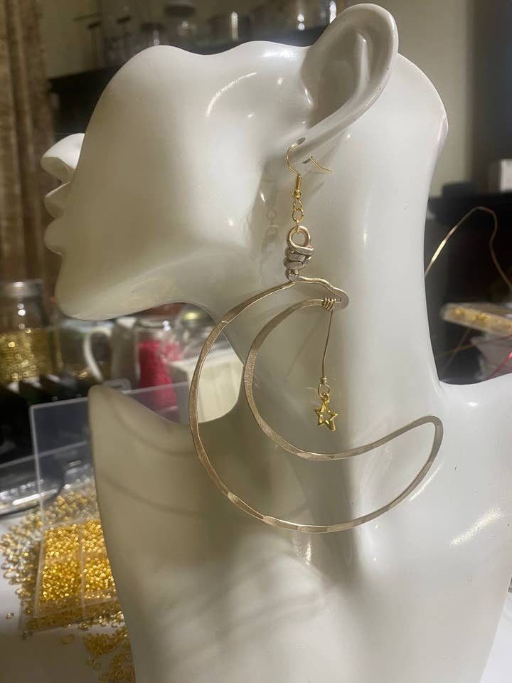 Large Crecent Moon Earrings for wholesale by Angela Catirina Jones