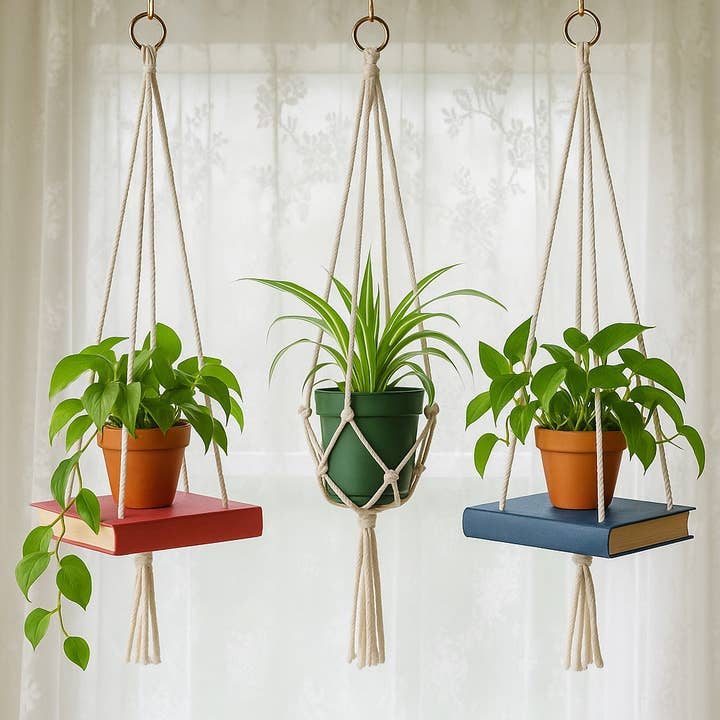 I Love Books and Bows - Wholesale Hanging Planter - Bookish Bloom Shelf Planter1