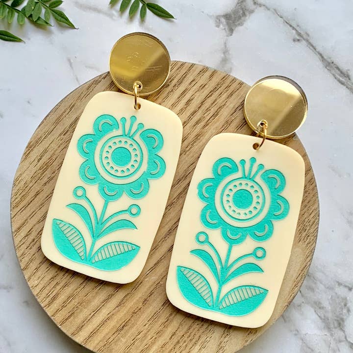 Birdie Bananas - Wholesale Dangle earrings - Folk Art Floral Flower Earrings0