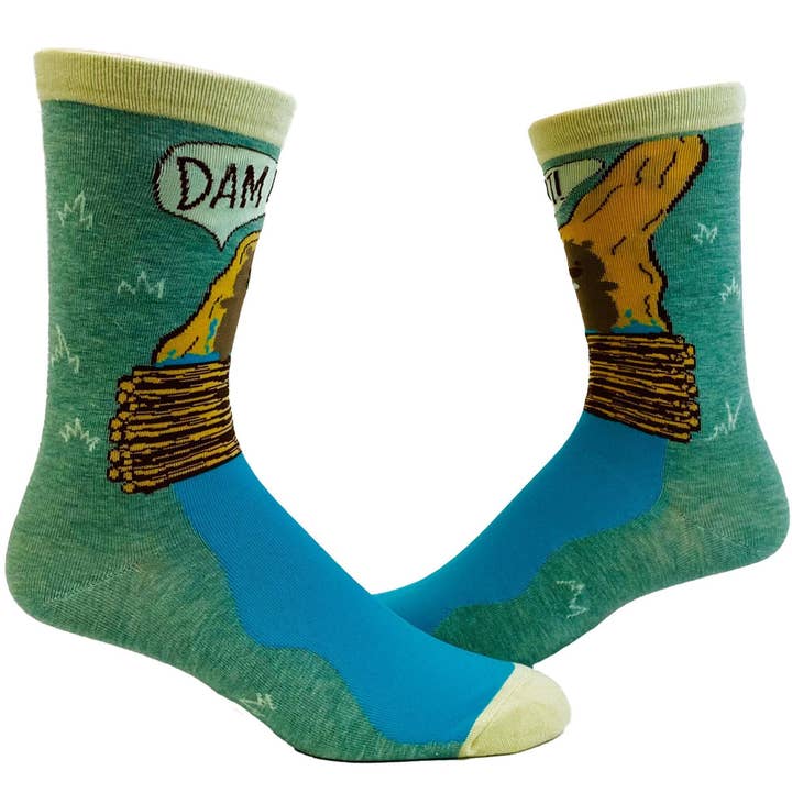 Chaussettes Dam It pour hommes Chaussettes amusantes avec castor pour hommes Animal pour la vente par Crazy Dog T-Shirts