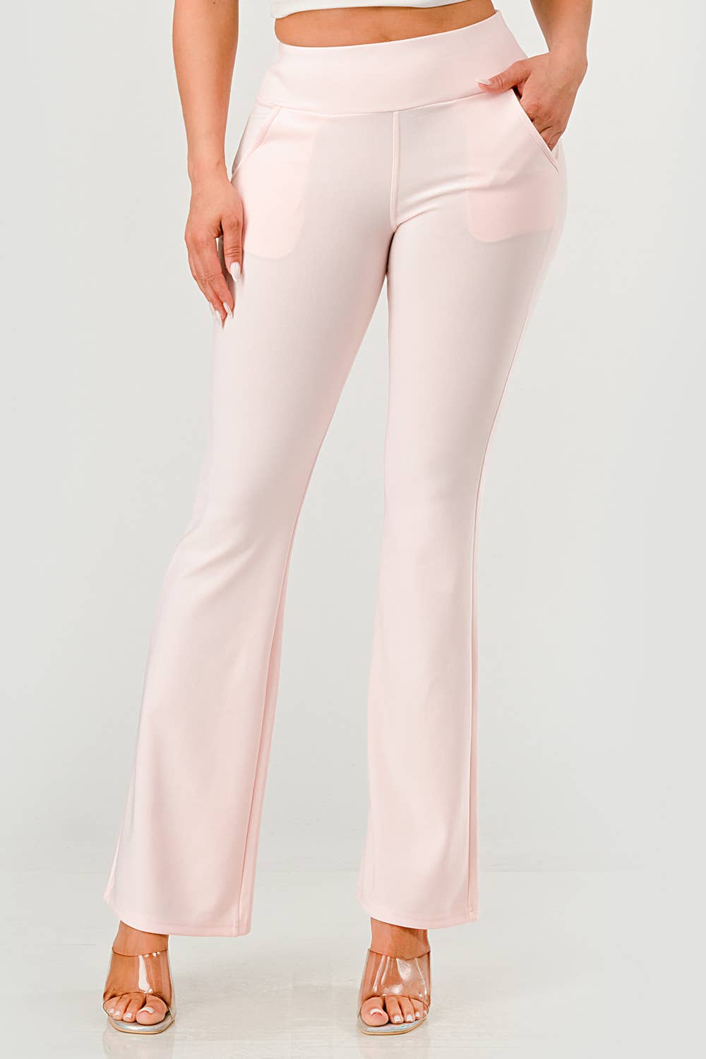 REDFINCH APPAREL INC - Wholesale Pants - Women's - Womens Tummy Control Butt Sculpting Flare Pants With Pockets2