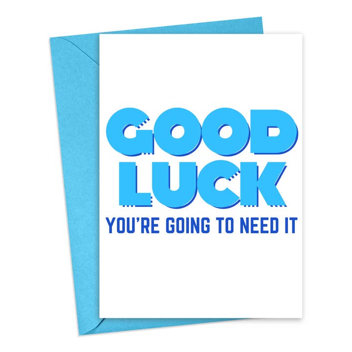 Good Luck - Sassy Funny Congratulations Card Rude Congrats for wholesale by R is for Robo