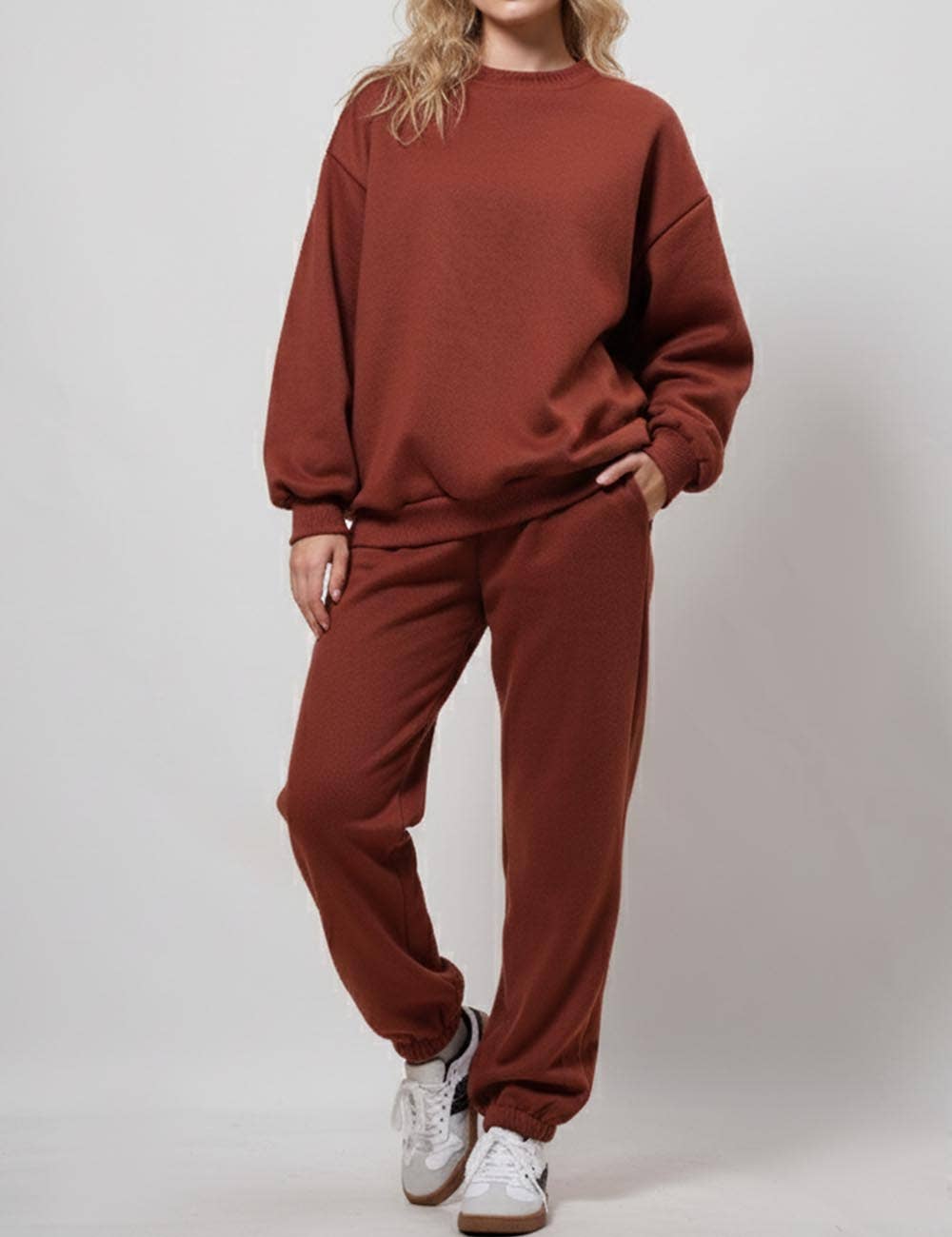 Sweetkama - Wholesale Lounge Set - Women's - Ladies Solid Color Sweatshirt and Pants Sets 211021A3
