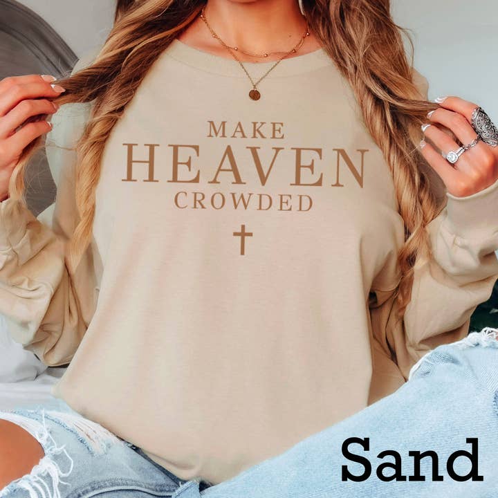 Maglia a Maniche Lunghe "Riempi il Paradiso" di Christia | Gildan per la vendita all'ingrosso da parte di Shoppe SHC