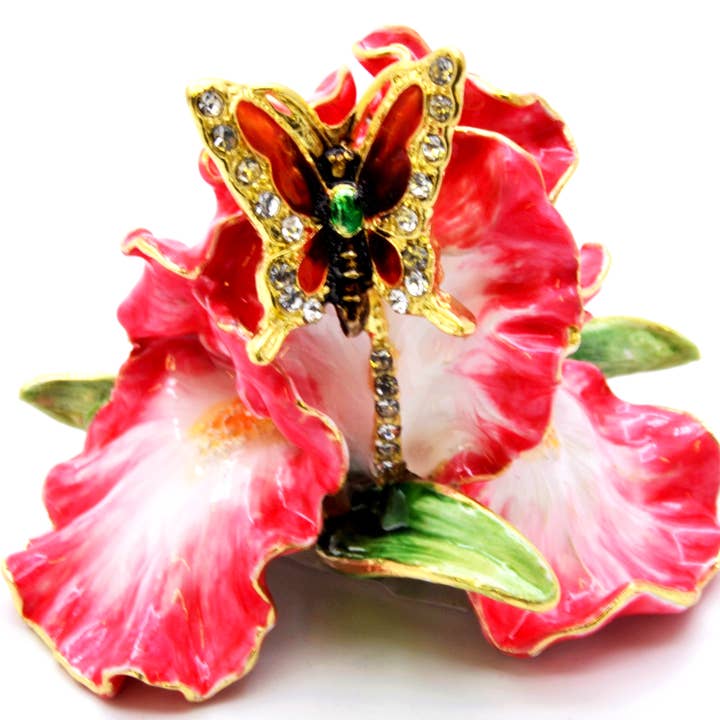 Orchid Flower Trinket Box with Swarovski Crystals & Enamel for wholesale by Ciel Collectables