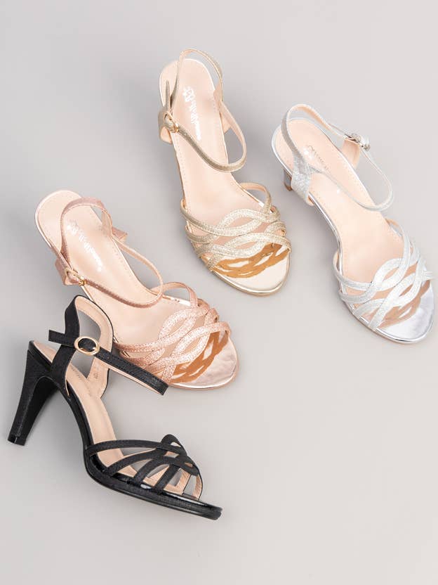 Sandalen mit Absatz und mehreren Riemen mit Glitzer - 1020 für den Großhandel von BELLE WOMEN | SUPER MODE