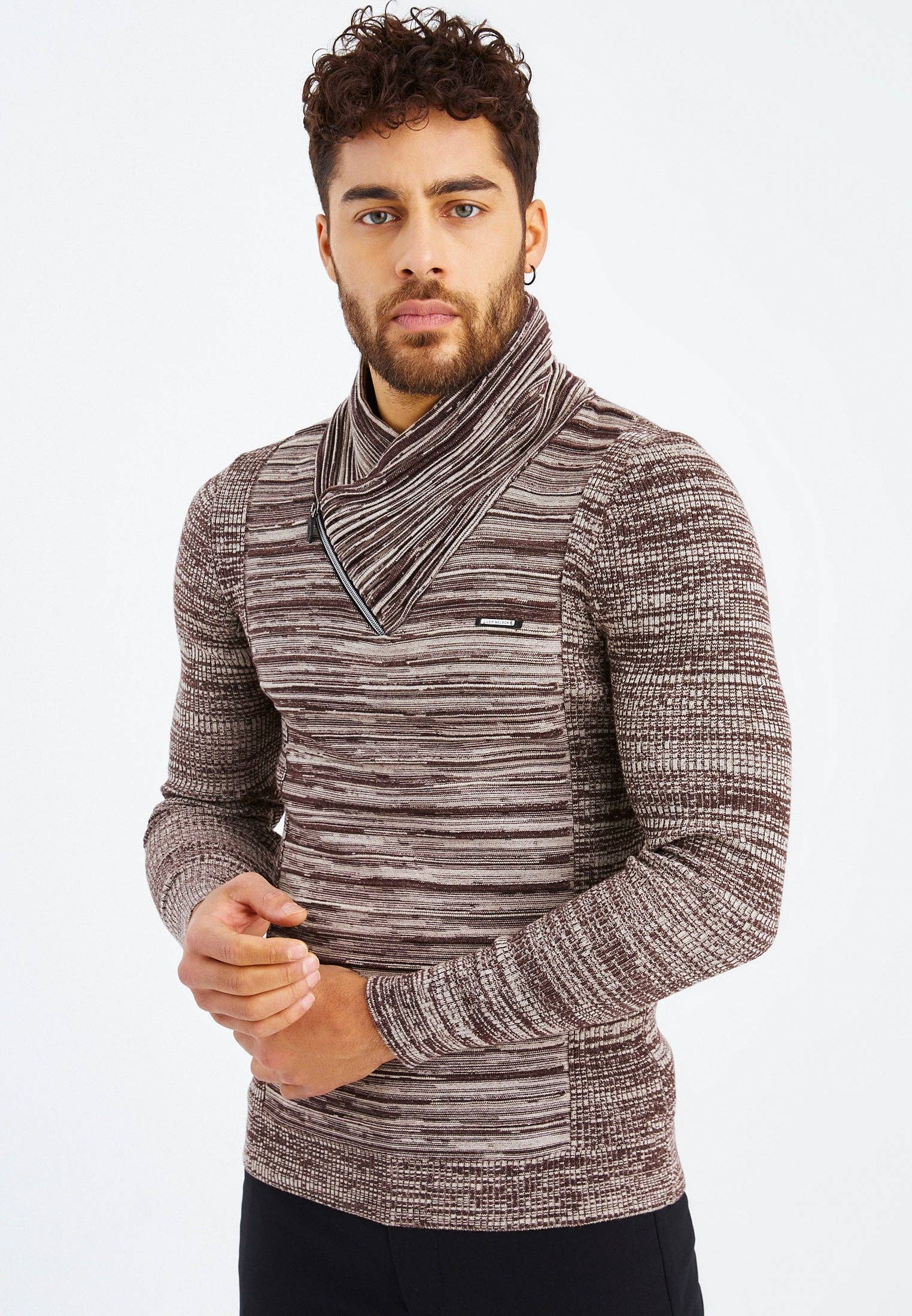 Leif Nelson GmbH - Wholesale Knit Sweater - Men's - Men's Knit Sweater Fine Knit Shawl Collar LN-153513