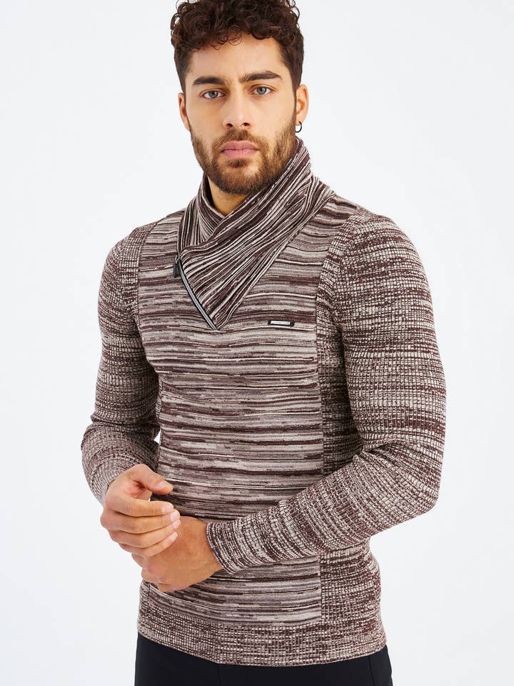 Leif Nelson GmbH - Wholesale Knit Sweater - Men's - Men's Knit Sweater Fine Knit Shawl Collar LN-153513