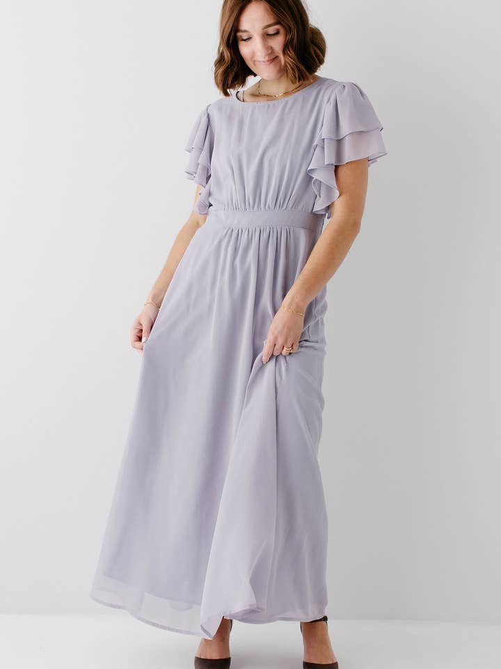 'Valencia' Flutter Sleeve Maxi Dress for wholesale by The Main Street Exchange