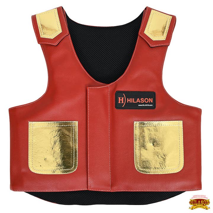 HILASON - Wholesale Horseback Riding Gear - Hilason Junior Youth Bull Riding Pro Rodeo Leather Protective Vest Chaps20
