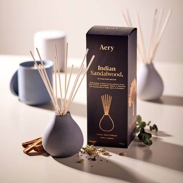 Aery Living - Wholesale Reed Diffuser - Indian Sandalwood Reed Diffuser - Pepper Raspberry and Tonka