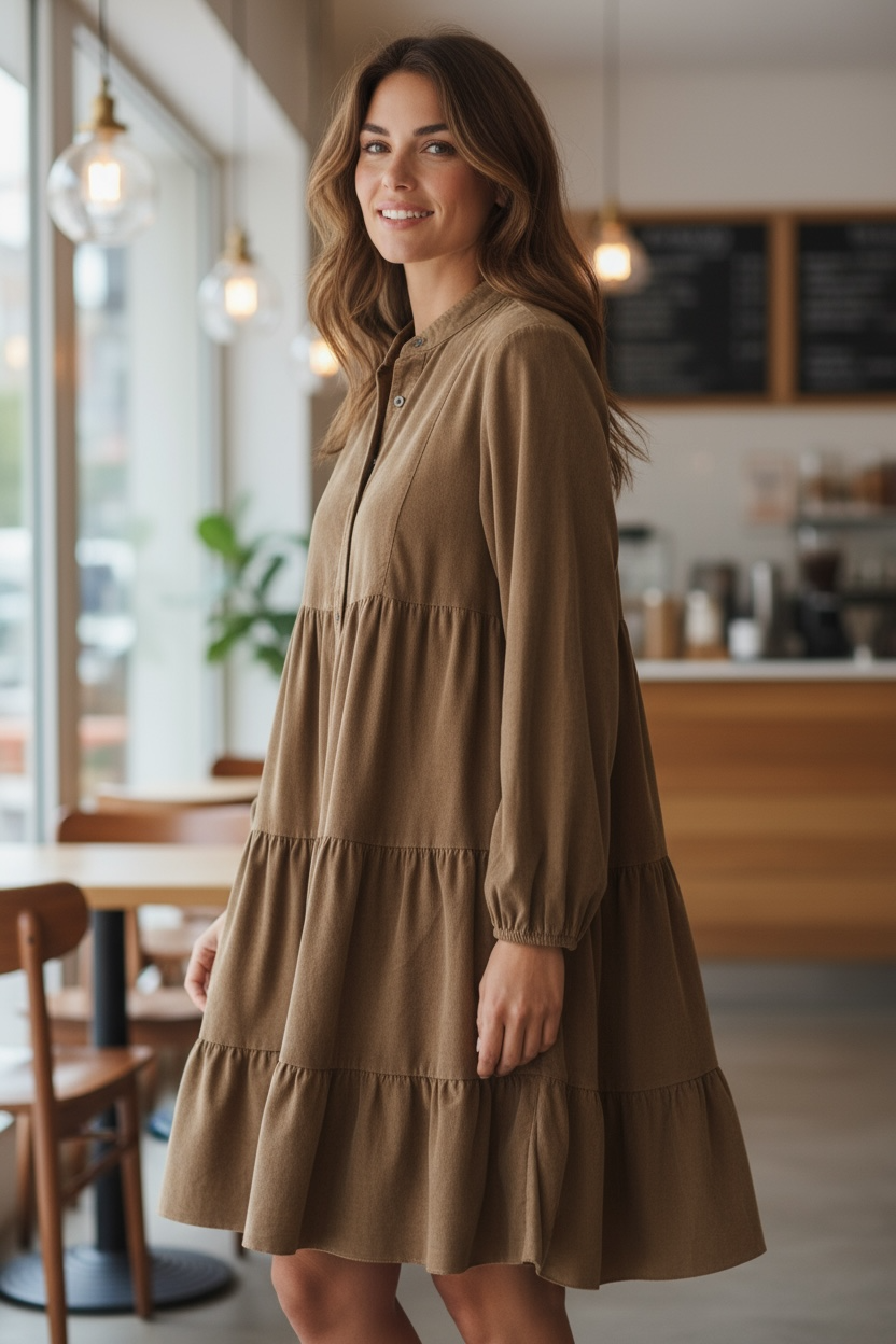 LINEN & COTTON HOUSE - Wholesale Overalls – Women's - CORDUROY PINWALE DRESS 30890