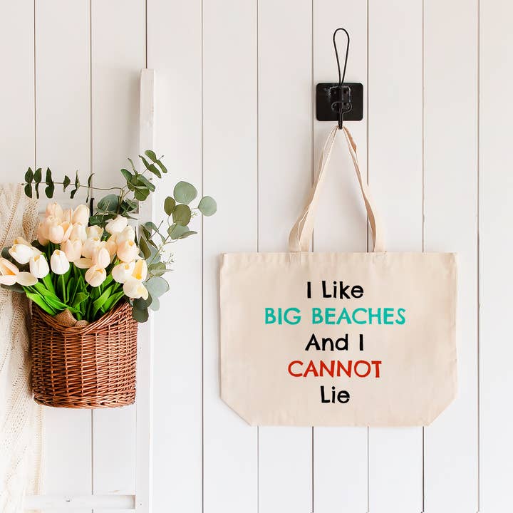 I Like Big Beaches and I Cannot Lie Tote Bag 2 SIZES for wholesale by Love You a Latte Shop