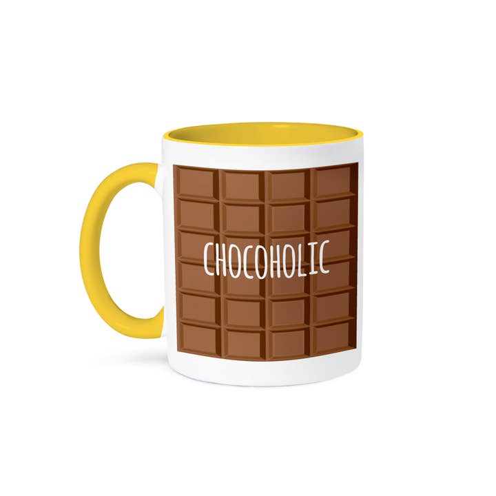3dRose - Wholesale Coffee Mug - 3dRose, Chocoholic - white text on chocolate image - humorous fun gifts for chocoholics and chocolate lovers, Mug