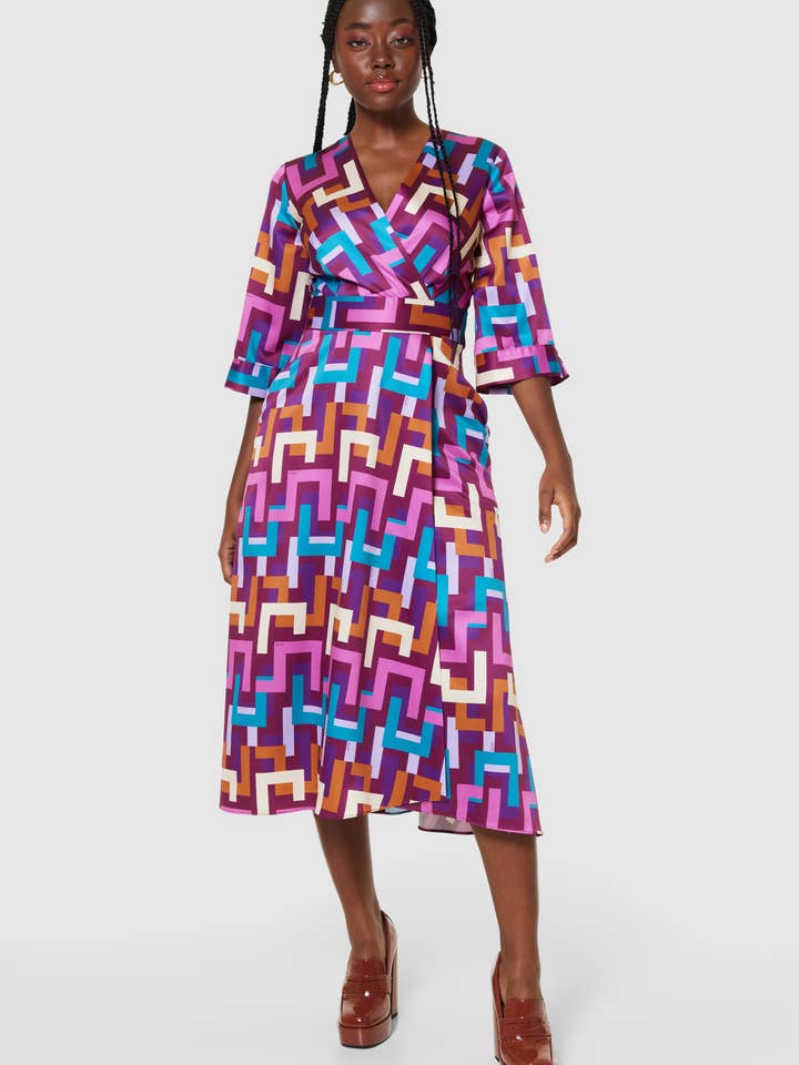 Closet London Kjole med høj lav omslag D9482 for engroshandel hos Closet London