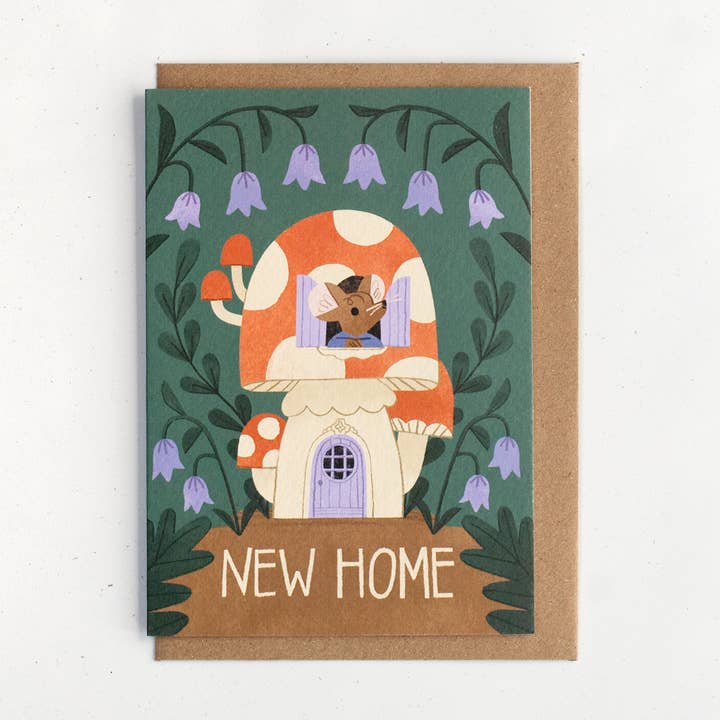 Mushroom New Home Card for wholesale by Natàlia Juan Abelló