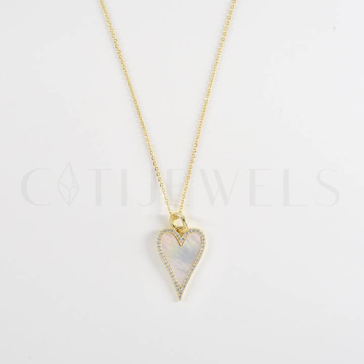 FELIX Z DESIGNS - Wholesale Pendant/Charm Necklace - 925 Silver/14K Gold Filled CZ Rim/MOP Heart Necklace