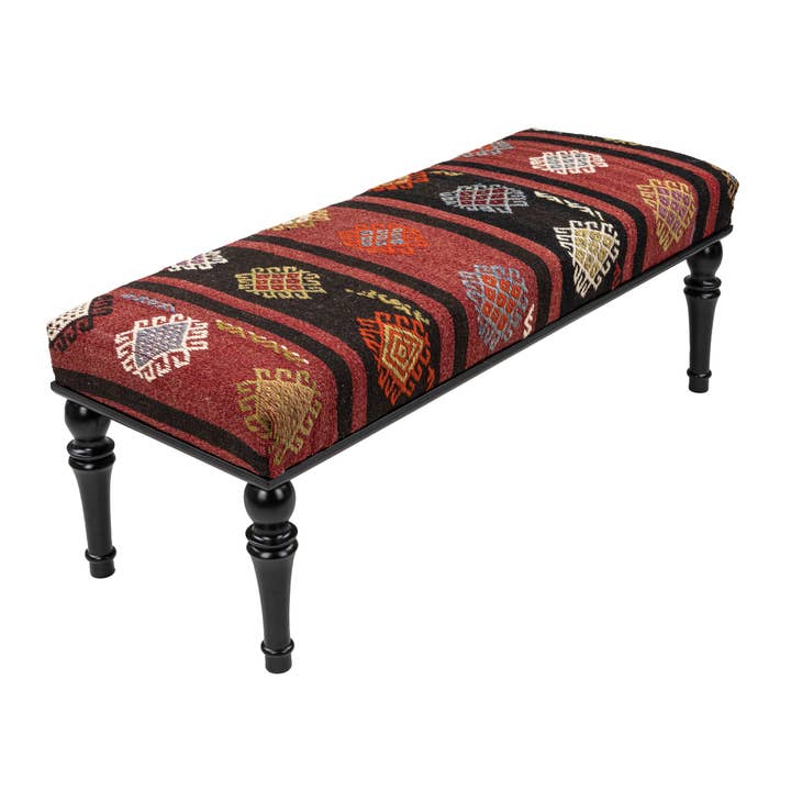Rugtolia - Wholesale Bench - Vintage Kilim Upholstered Bedroom - Entryway Wooden Bench1
