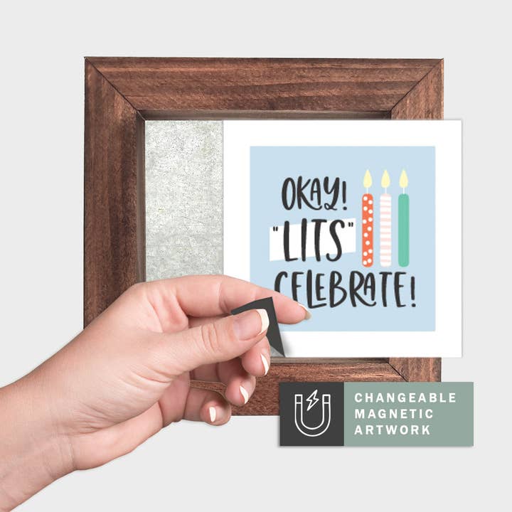 Magnetic Seasonal Decor Insert for Interchangeable Sign (Mini): Lits Celebrate | Magnetic Sign Blank Sold Separate for wholesale by Simpler Seasons Decor