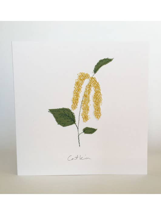 Catkin Embroidered Notecard for wholesale by Sarah Becvar Design