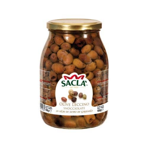 Sacla - Wholesale Olives - LECCINO OLIVES PITTED WITH SUNFLOWER OIL 950gr0