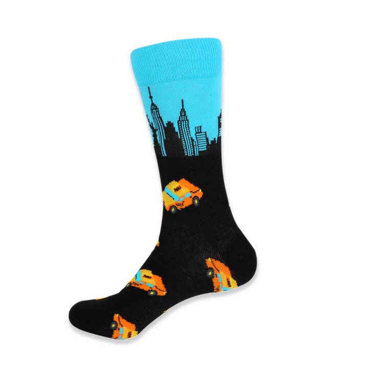 Selini New York - Wholesale Socks - Men's - Taxi Cabs and New York Skyline Socks for Men