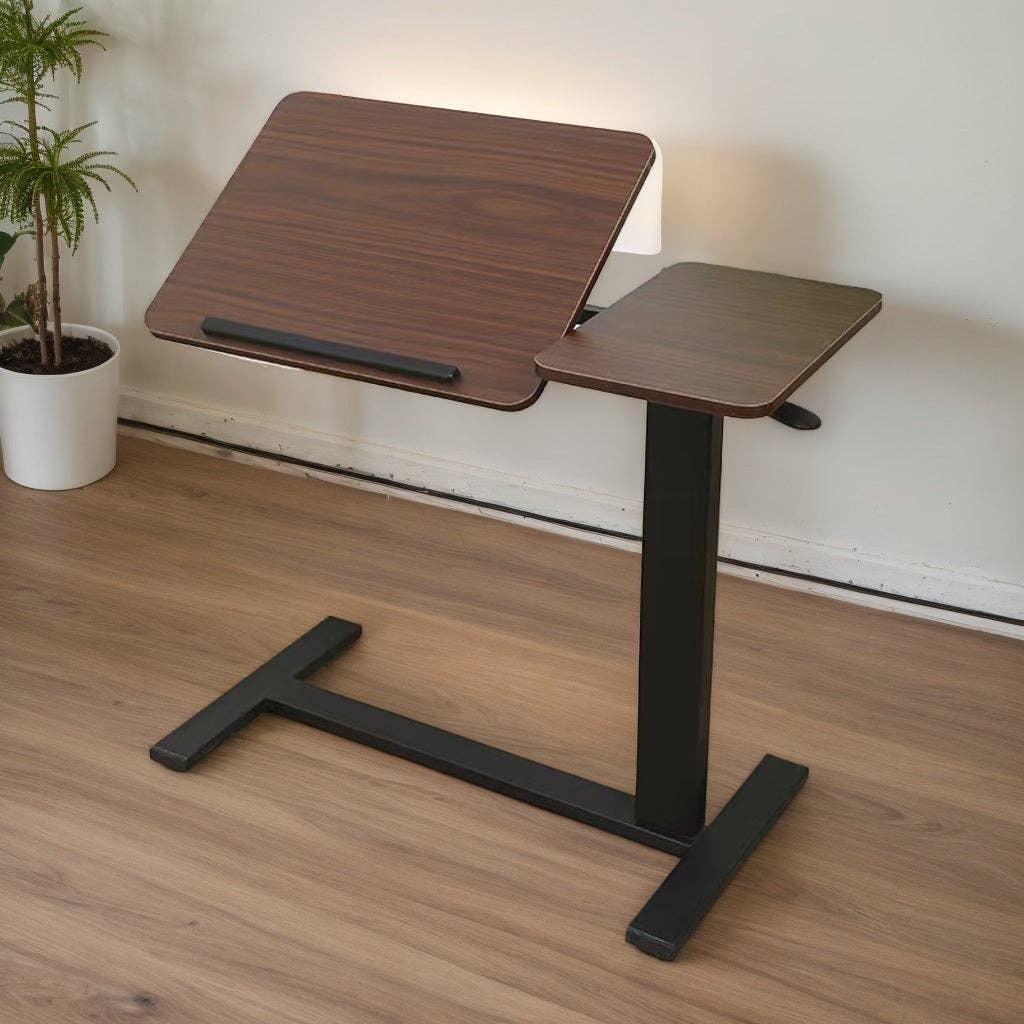 39F Inc. - Wholesale Side Table - Adjustable Overbed Laptop Table with Wheels Walnut Finish16