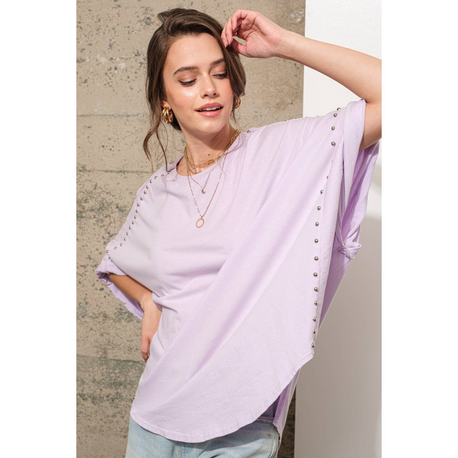 Apolline - Wholesale Tunic - Women's - STUDDED OVER SIZED HIGH LOW T SHIRT7