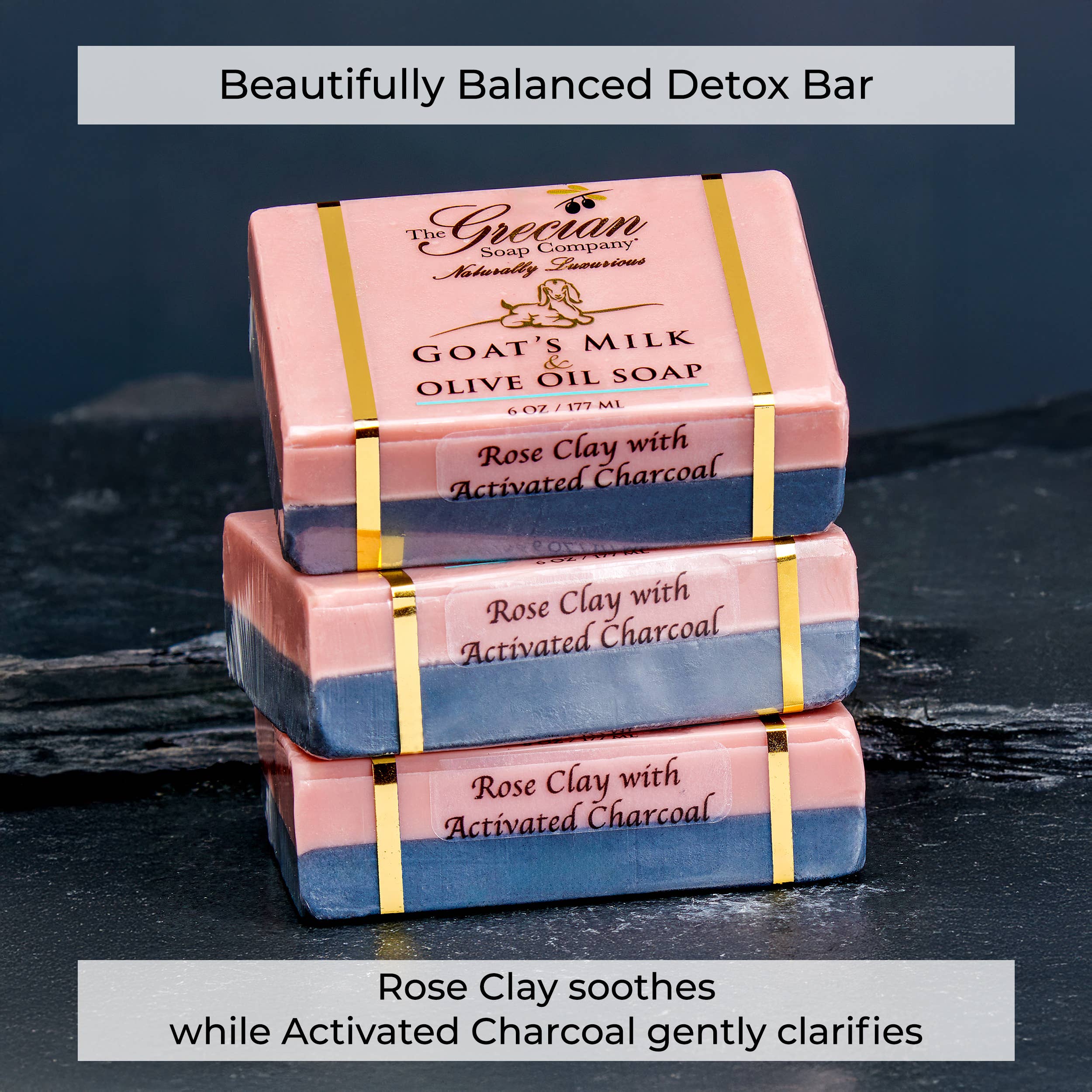 The Grecian Soap Company - Wholesale Bar Soap - Rose Clay Activated Charcoal Goat's Milk Natural Bar Soap