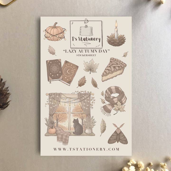 Foglio di adesivi "Pigro giorno d'autunno" per la vendita all'ingrosso da parte di T's Stationery