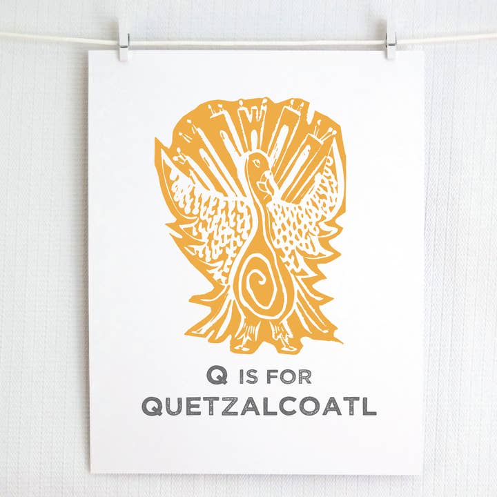 Q är för Quetzalcoatl Illustrerad Tryck för wholesale av Jamie Palmer Keating