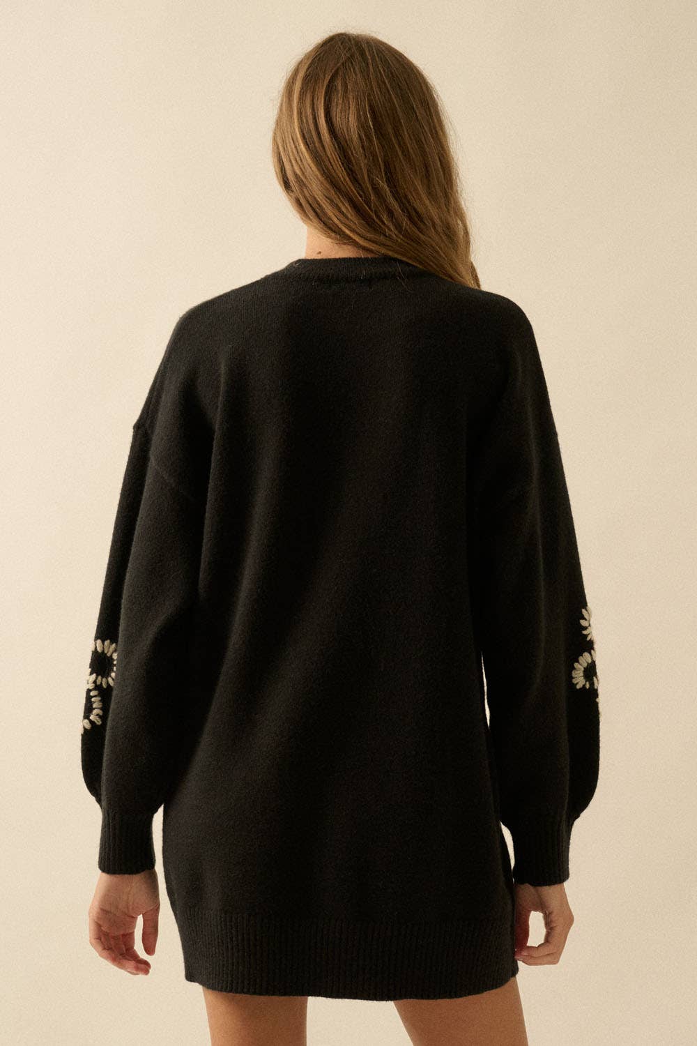 Promesa USA - Wholesale Dress - Women's - Floral Embroidered Mock-Neck Mini Sweater Dress5