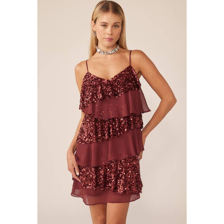 TYG BLANDAD SKIKTAD PALJETTKLÄNNING för wholesale av idem ditto