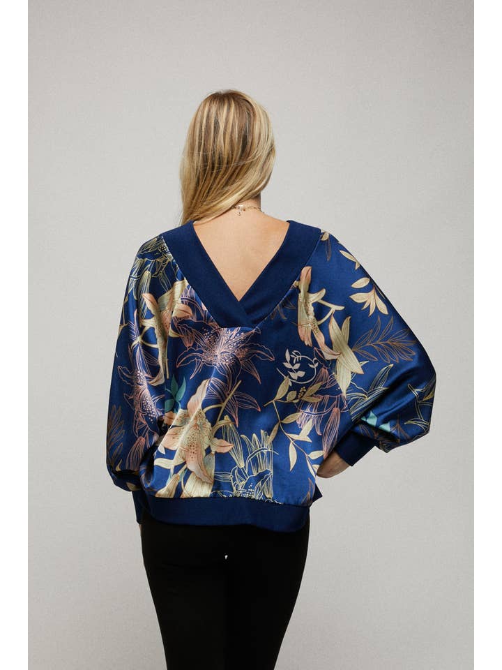 NAVY Long Sleeve Reversible Batwing top for wholesale on Faire