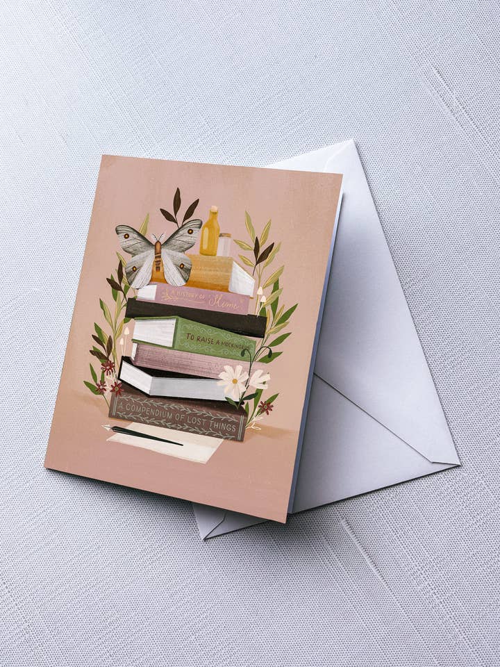 Wenskaart: Light Academia; A2 gevouwen, blanco voor wholesale door Lantern Print Co.